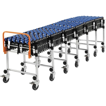 Global Industrial 6'2 to 24'8 Portable Flexible & Expandable Conveyor - Nylon Skate Wheels - 175 Lbs. Per Foot 168110